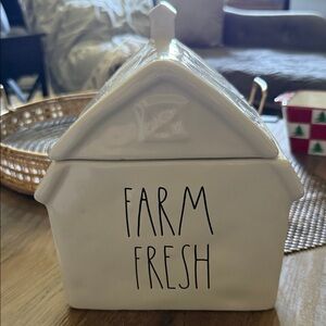 Rae Dunn Farm Fresh White Ceramic House Container